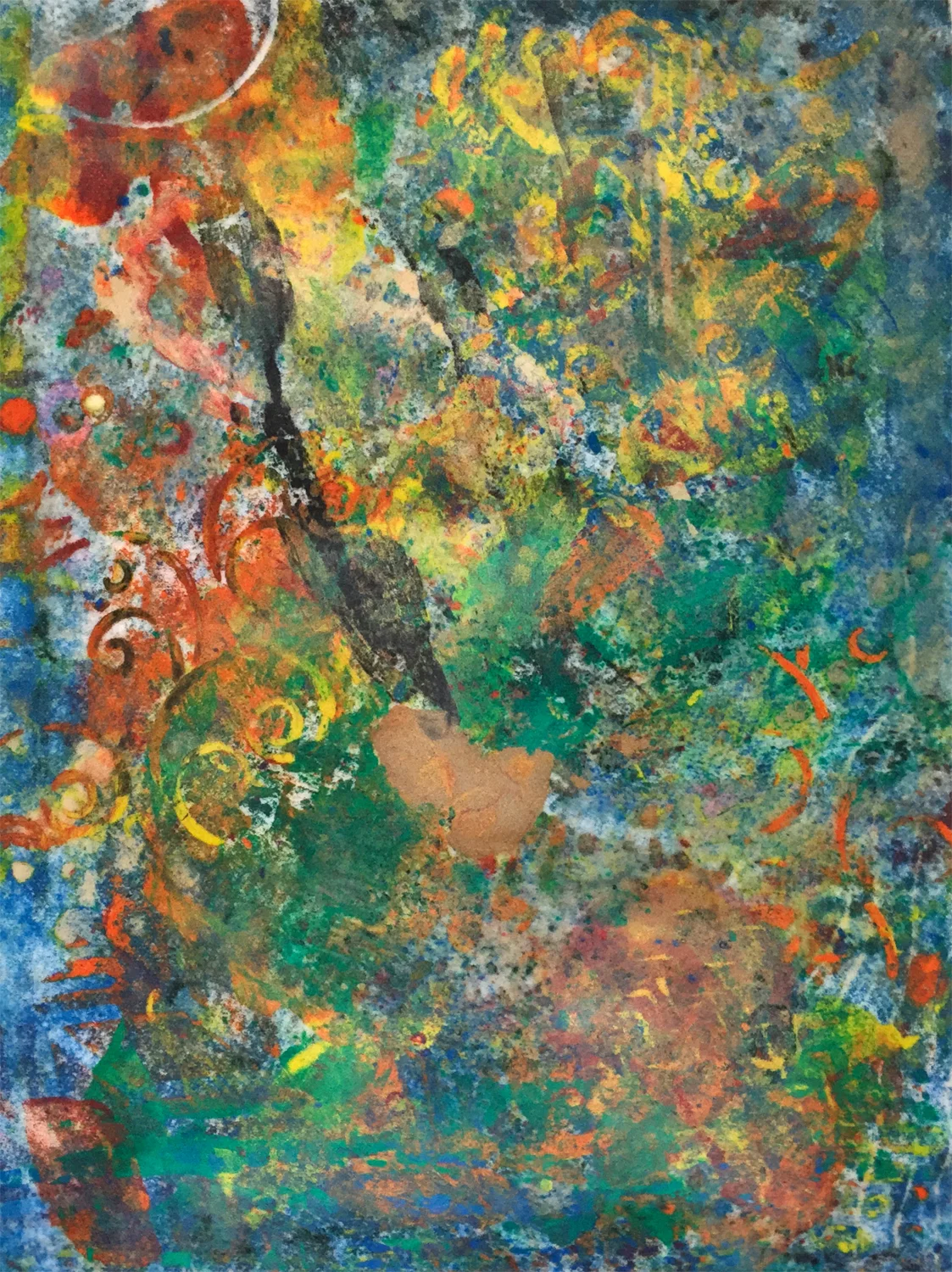 Harvest, a colorful clay monoprint by Andrew T. Smith